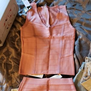 Brand new dusty rose bandage skirt matching top